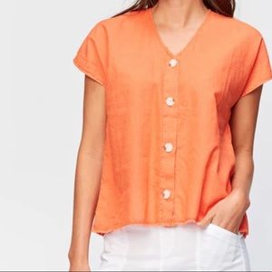 XCVI Button Down Short Sleeves Blouse